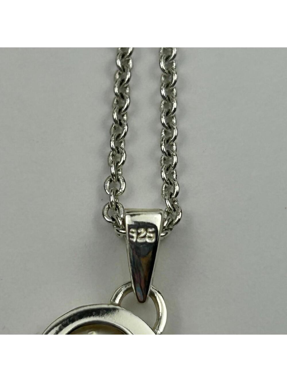 Vintage SD 925 Sterling Silver Mother of Pearl Heart Pendant Necklace White MOP - Picture 5 of 16